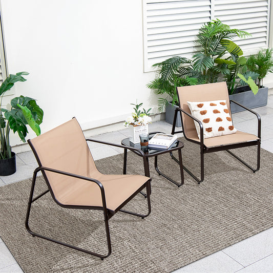 3 Piece Patio Conversation Set, Brown Patio Conversation Sets Brown at Gallery Canada