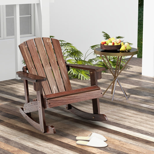 Outdoor Wooden Kid Adirondack Rocking Chair, Slatted Seat, Coffee Kids Chairs & Seating Coffee at Gallery Canada