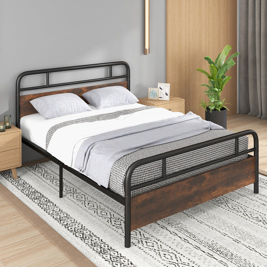 Twin/Full/Queen Size Bed Frame with Industrial Headboard-Queen Size, Black Simple Bed Frame Queen Szie at Gallery Canada