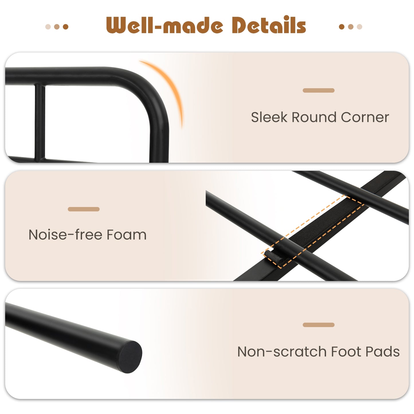 Twin/Full/Queen Size Bed Frame with Industrial Headboard-Queen Size, Black Simple Bed Frame at Gallery Canada