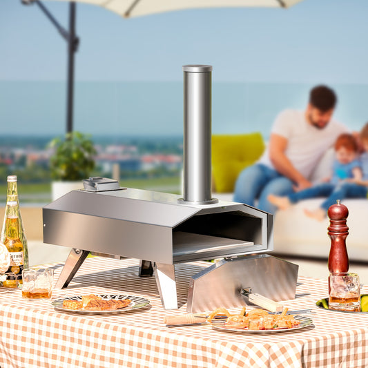 Portable Stainless Steel Outdoor Pizza Oven with 12 Inch Pizza Stone, Silver Outdoor Grills Silver at Gallery Canada