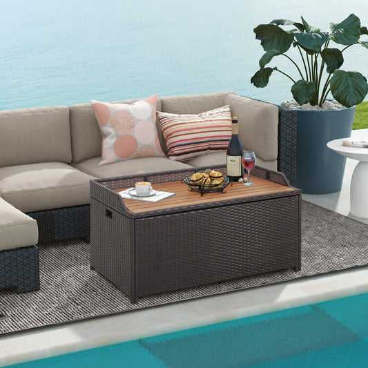 45 Gallon Outdoor Storage Bench with Zippered Liner, Brown Sheds & Outdoor Storage Brown at Gallery Canada