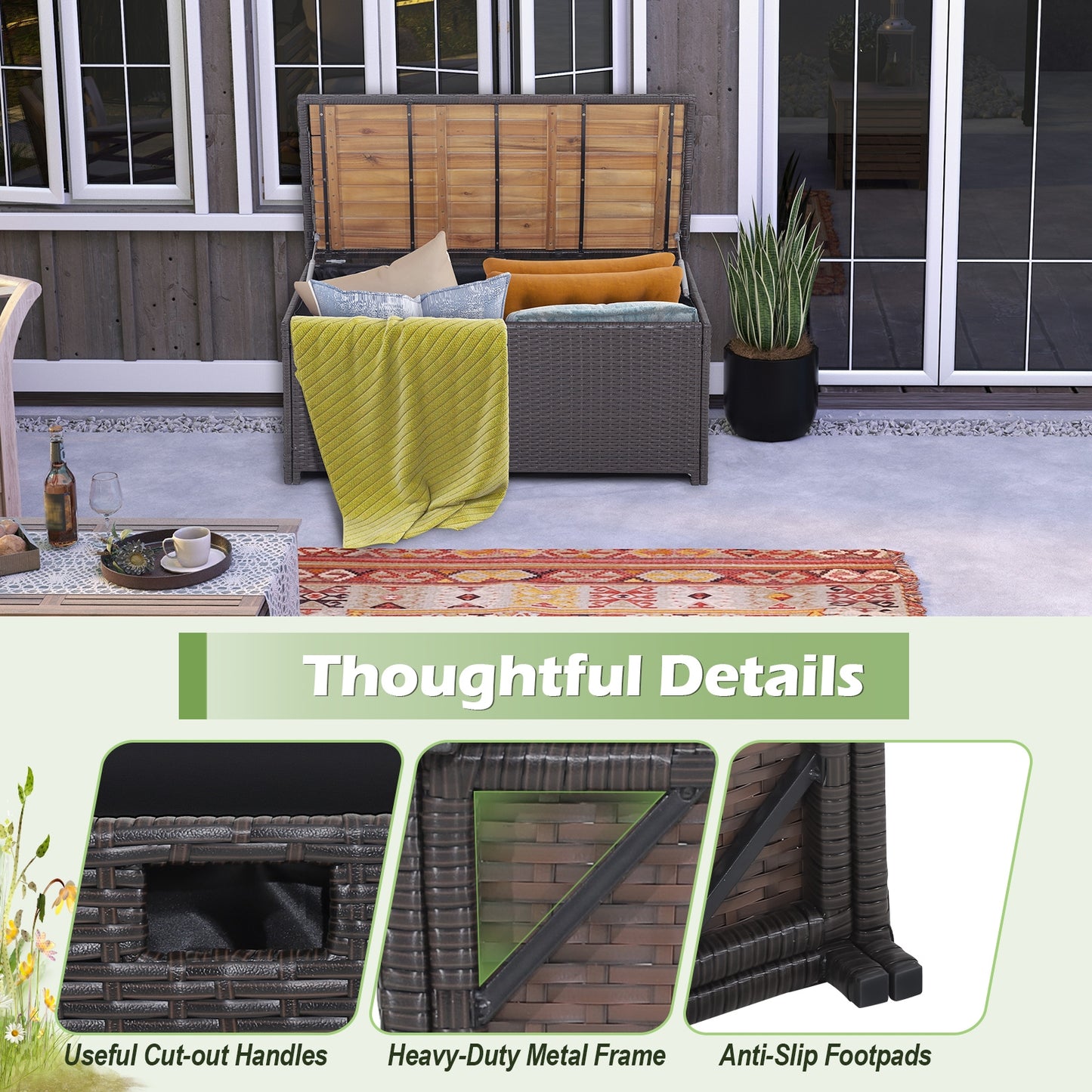 45 Gallon Outdoor Storage Bench with Zippered Liner, Brown Sheds & Outdoor Storage at Gallery Canada