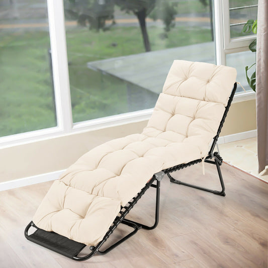 Outdoor Lounge Chaise Cushion With String Ties, Beige Outdoor Chaise Lounges Beige at Gallery Canada
