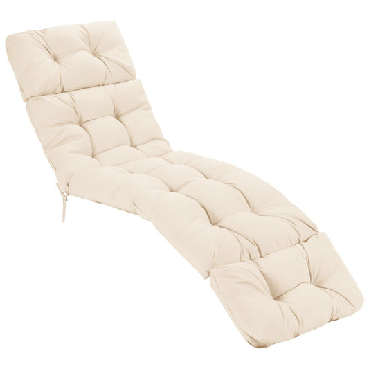 Outdoor Lounge Chaise Cushion with String Ties for Garden Poolside, Beige at Gallery Canada