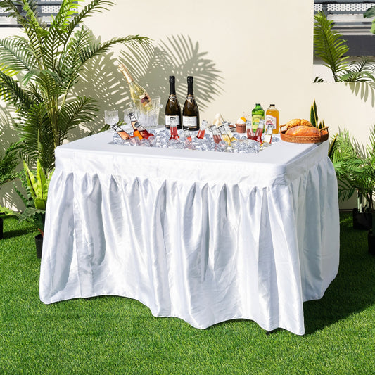 4 Feet Folding Ice Bin Table With Skirt, White Camping Furniture White at Gallery Canada