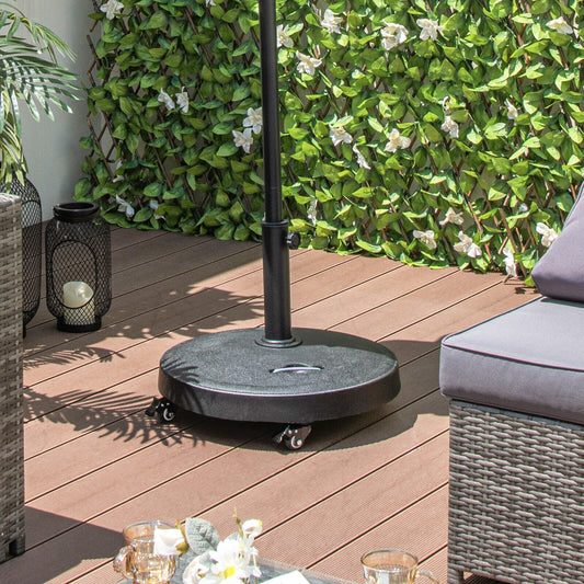 51LBS 20.5Inch Outdoor Umbrella Base With Wheels, Black Outdoor Umbrella Bases Black at Gallery Canada