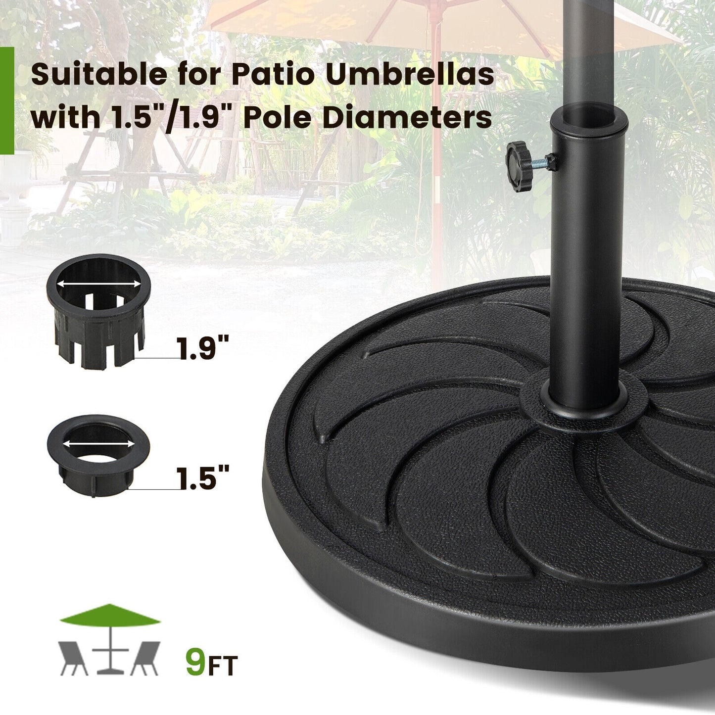 40LBS 21.5Inch Round Outdoor Umbrella Base, Black Outdoor Umbrella Bases at Gallery Canada