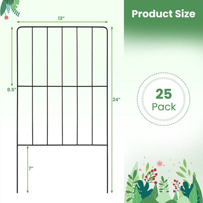 25 Pack Rustproof Decorative Garden Fence Set, Black