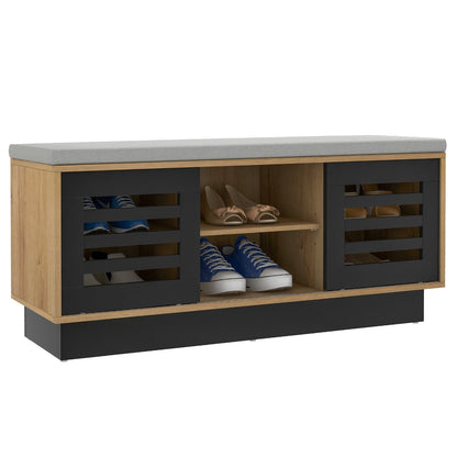 Shoe Bench with 6 Storage Compartments and 3 Adjustable Shelves, Natural