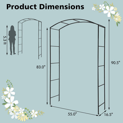 Garden Arch Arbor Trellis with Gate Patio Plant Stand Archway, Black