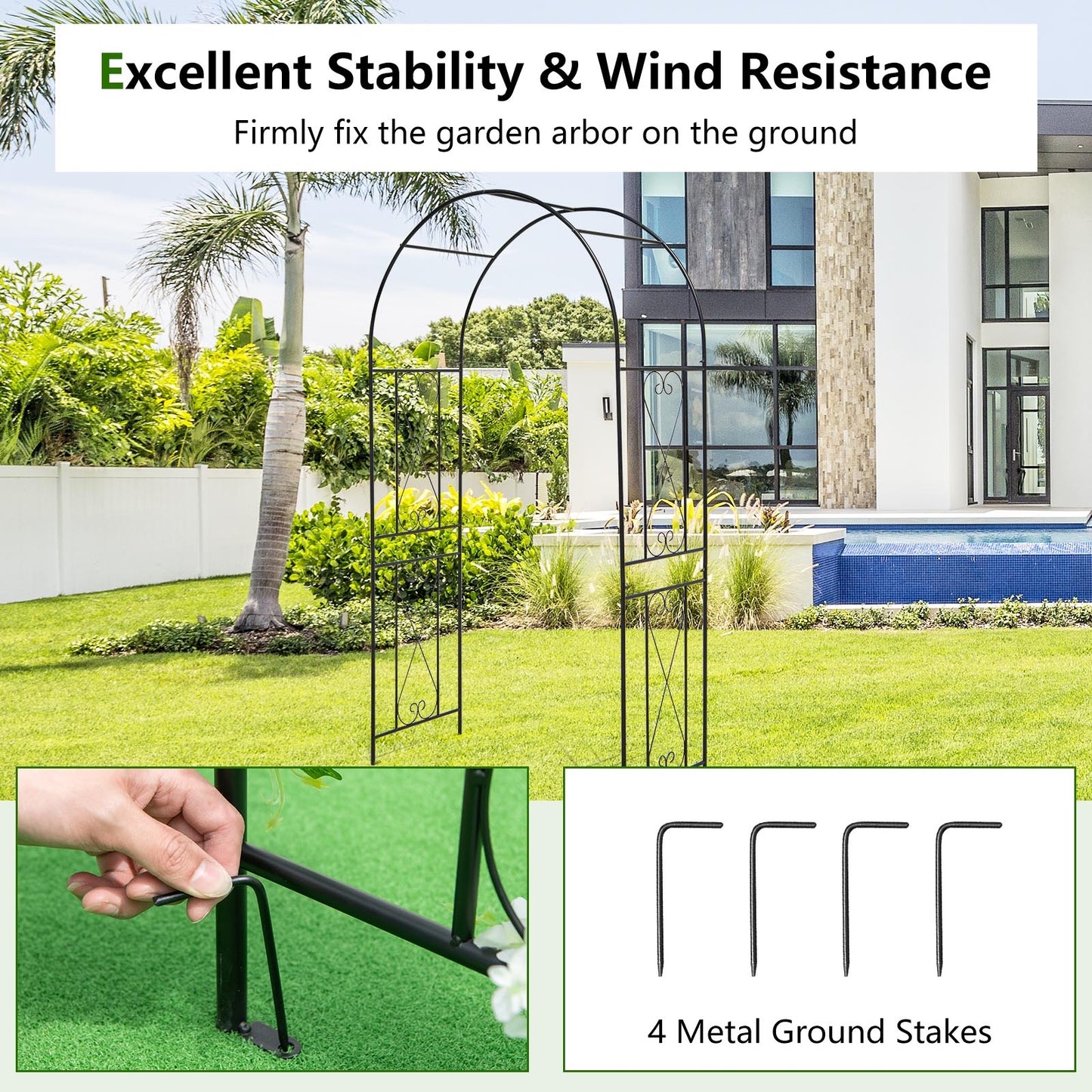 Garden Arch Arbor Trellis Patio Plant Stand Rack Archway, Black Outdoor Decor at Gallery Canada