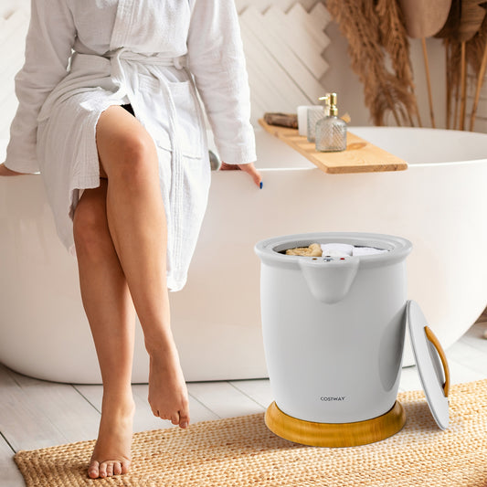 Towel Warmer Bucket With Fragrance Holder, Auto Shut, Gray Massage Gray at Gallery Canada