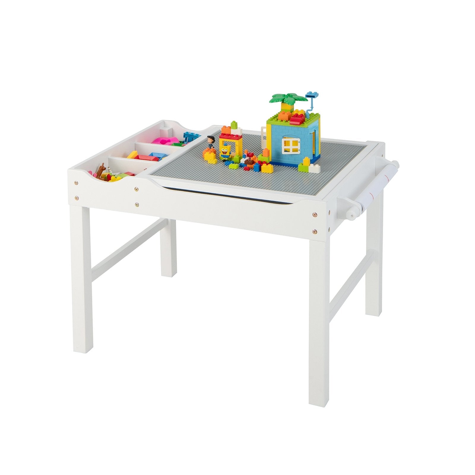 Wooden Kids Multi Activity Play Table with Storage Paper Roll, White at Gallery Canada