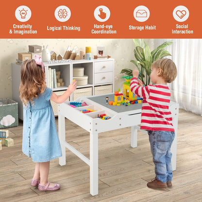 Wooden Kids Multi Activity Play Table with Storage Paper Roll, White