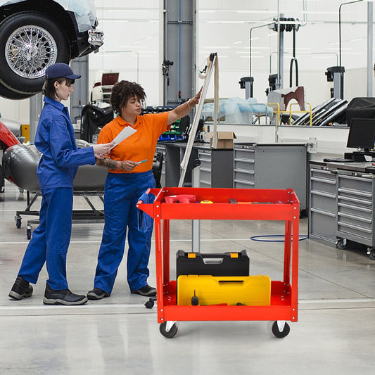 2-Tier Utility Cart, Heavy-Duty Metal Frame, Red Garages Red at Gallery Canada