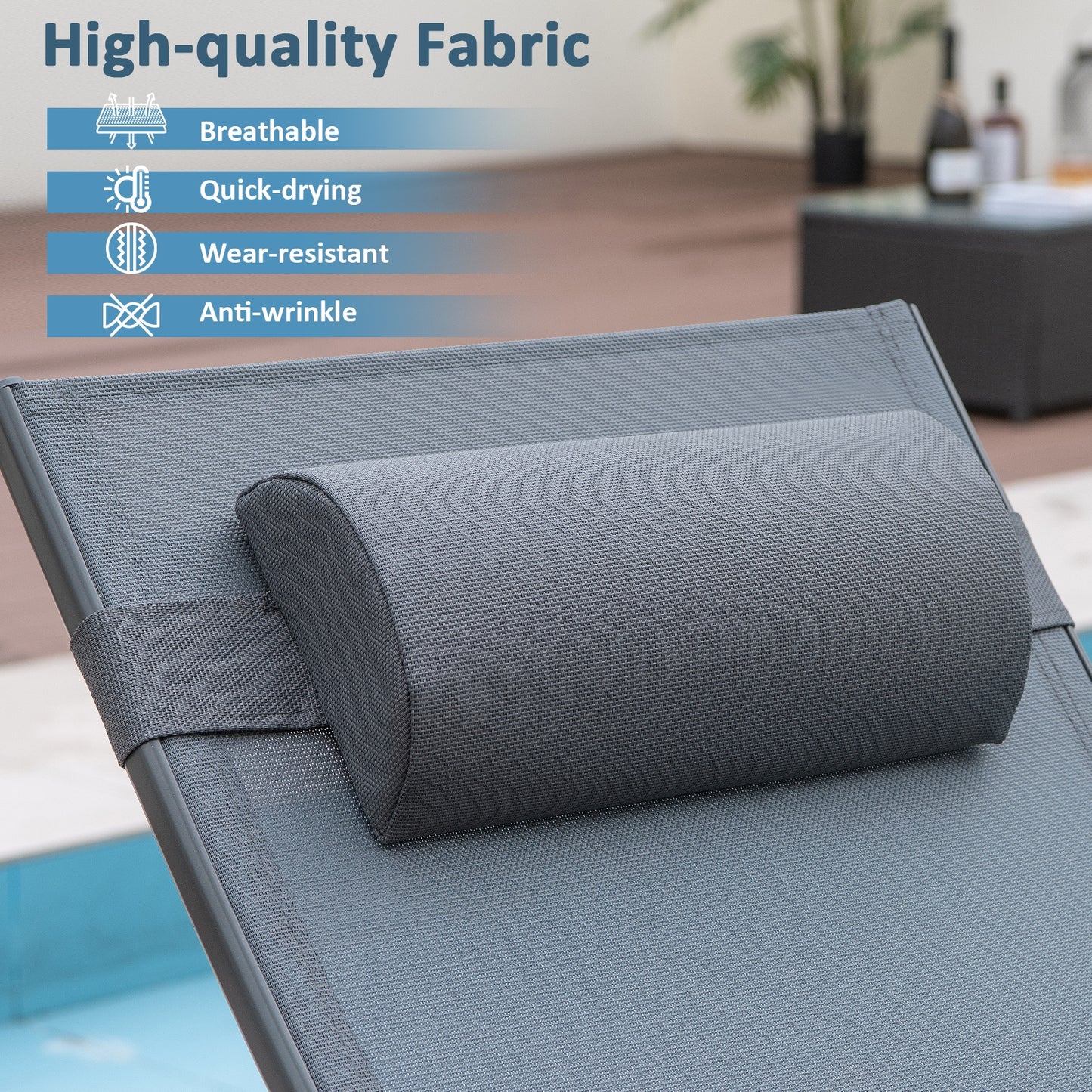 Outdoor Chaise Lounge Glider Chair with Armrests and Pillow, Gray Outdoor Seating & Patio Chairs at Gallery Canada