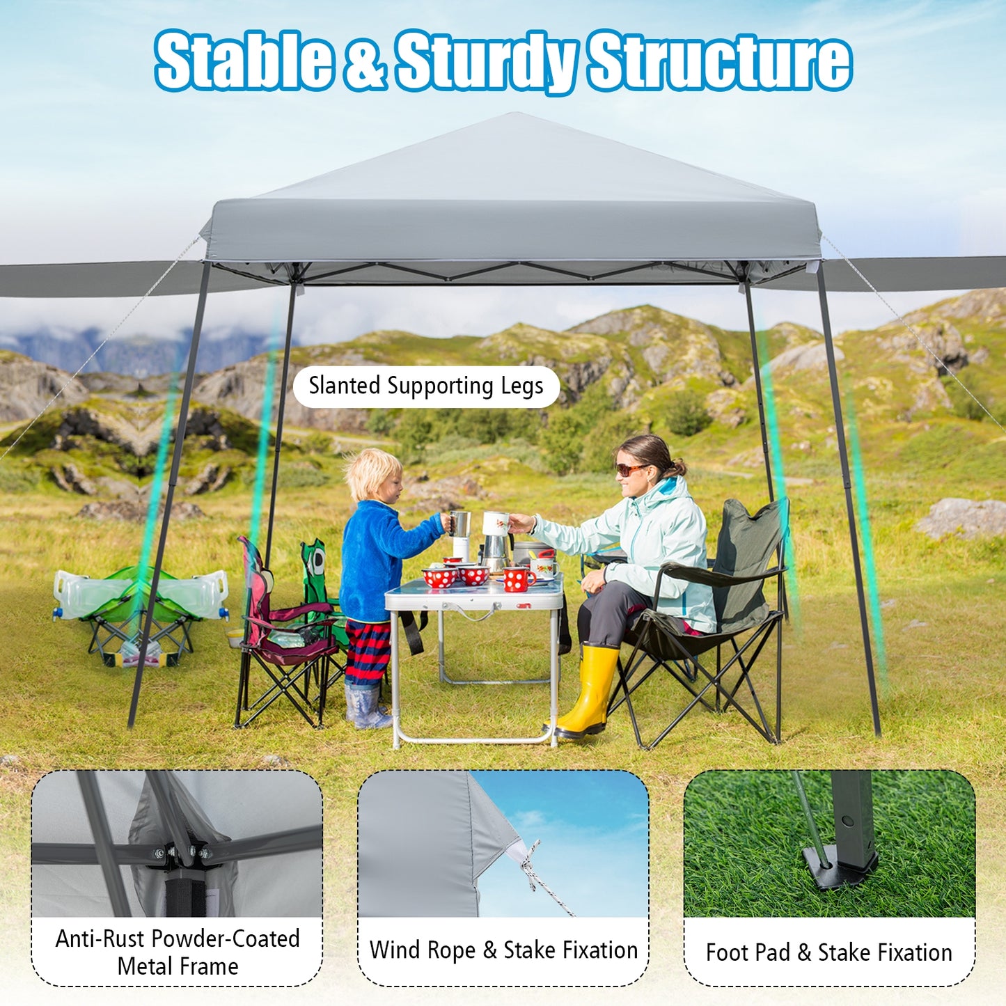 10x10FT Pop-Up Canopy Tent With Sidewalls, Awnings, Gray Canopies at Gallery Canada