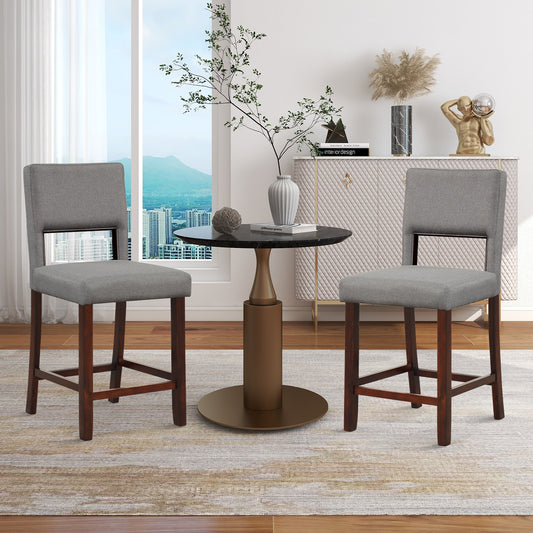 2 Piece Bar Chair Set, Hollowed Back, Rubber Wood Legs, Gray Bar Stools Gray at Gallery Canada