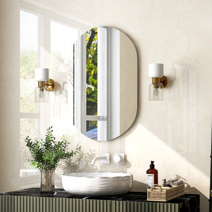 Oval LED Wall Mirror Backlit Dimmable Bathroom Wall Mounted Mirror, Silver