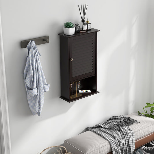 Wall Mount Storage Cabinet, Single Door, Height Adjustable Shelf, Rustic Brown Wall Cabinets Rustic Brown at Gallery Canada