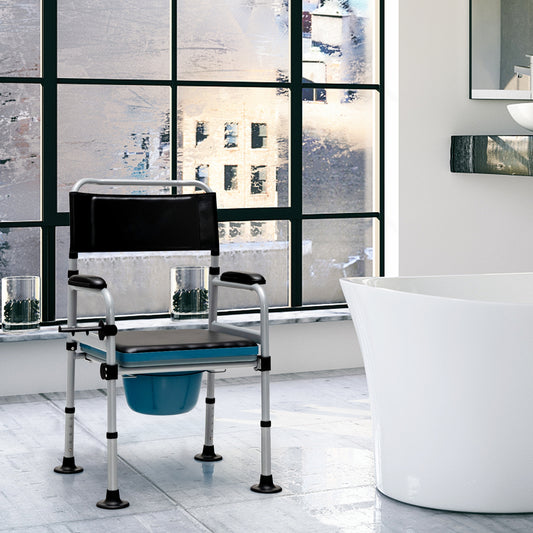 4-In-1 Folding Commode Chair, Detachable Bucket, Towel Holder, Silver Bath Safety Silver at Gallery Canada