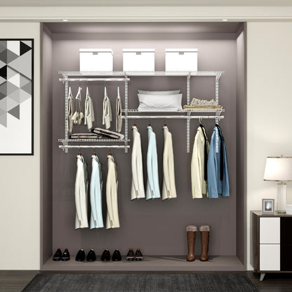 Custom Closet Organizer Kit 3 to 5 Feet Wall-Mounted Closet System with Hang Rod, White