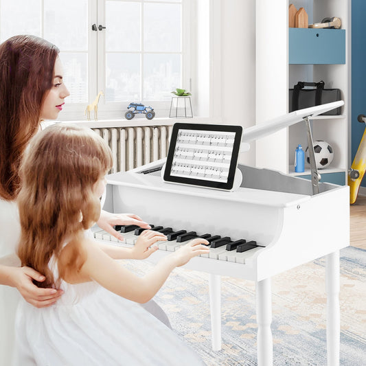 30-Key Wood Toy Kids Grand Piano, With Bench And Music Rack, White Pianos & Keyboards White at Gallery Canada