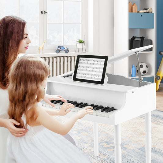 30-Key Wood Toy Kids Grand Piano, With Bench And Music Rack, White Pianos & Keyboards White at Gallery Canada