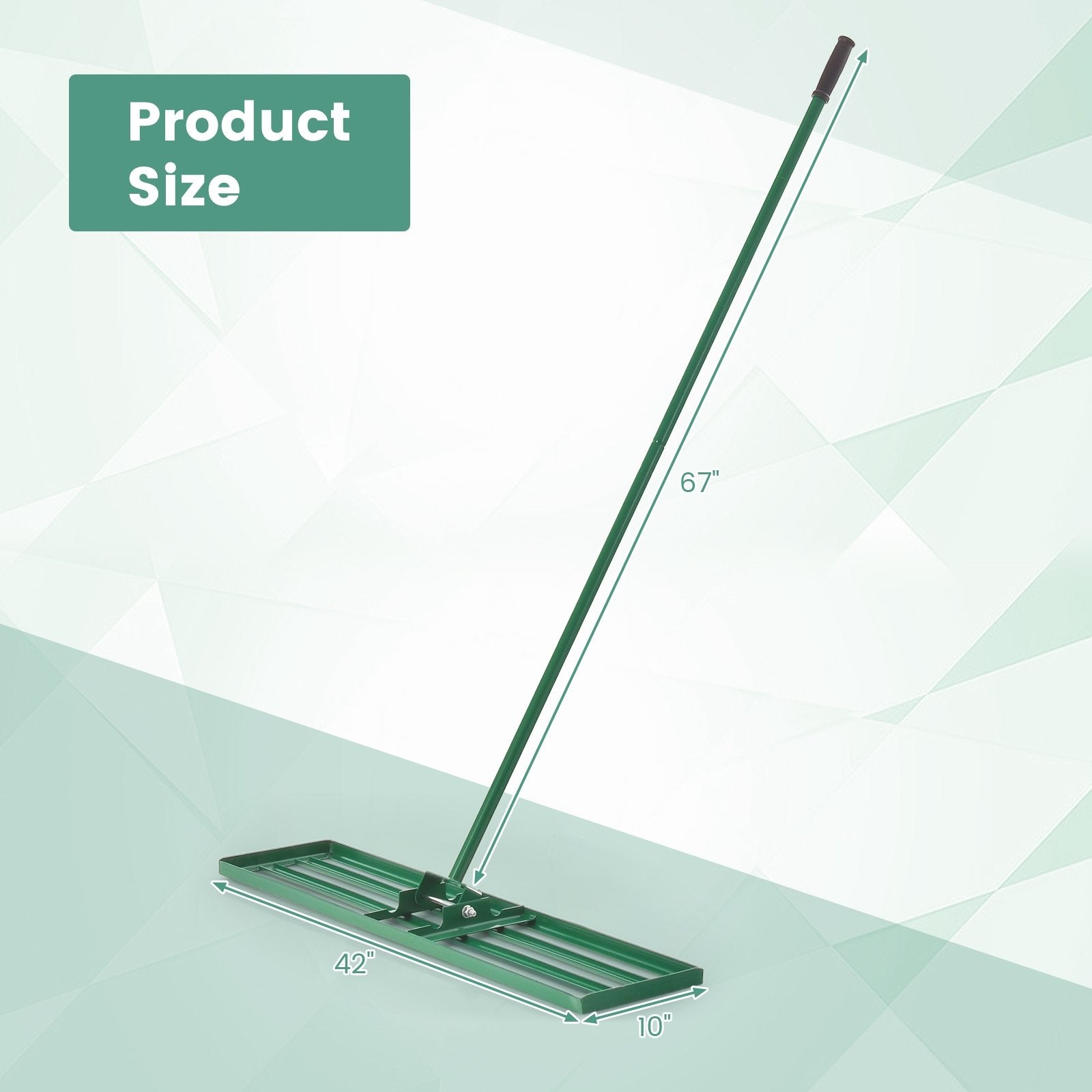 30/36/42 x 10 Inch Lawn Leveling Rake with Ergonomic Handle-42 inches, Green at Gallery Canada