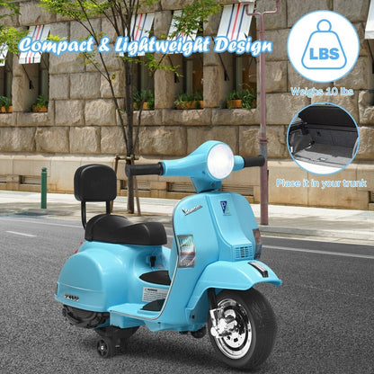 6V Kids Ride On Vespa Scooter Motorcycle for Toddler, Light Blue at Gallery Canada
