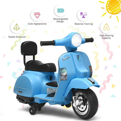 6V Kids Ride On Vespa Scooter Motorcycle for Toddler, Dark Blue