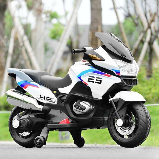 12V Kids Ride On Motorcycle, White Powered Ride On Toys White at Gallery Canada