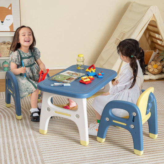 Kids Table And 2 Chairs Set With Storage Shelf, Blue Kids Table & Chair Sets Blue at Gallery Canada