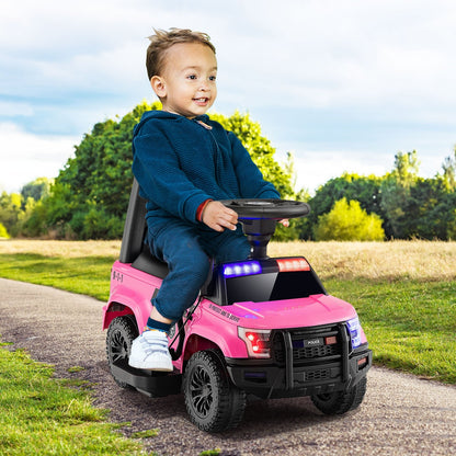 6V Kids Ride On Police Car with Real Megaphone and Siren Flashing Lights, Pink