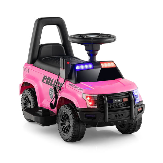 6V Kids Ride On Police Car with Real Megaphone and Siren Flashing Lights, Pink at Gallery Canada