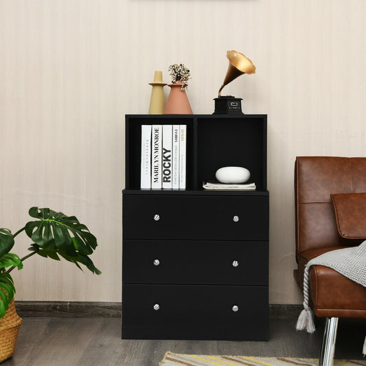 3 Drawer Dresser With Cubbies Storage Chest, Black Dressers & Chests Black at Gallery Canada