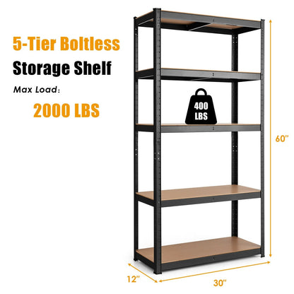 Adjust 30 x60 Inch 5 Level Garage Tool Shelf Storage, Black