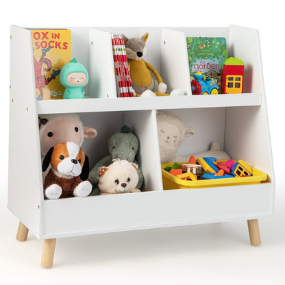 5-Cube Kids Bookshelf and Toy Organizer with Anti-Tipping Kits, White