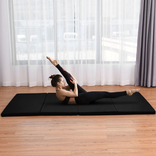 4' x 8' x 2 Inch Folding Exercise Gymnastics Mat, Black Yoga & Gym Mats Black at Gallery Canada