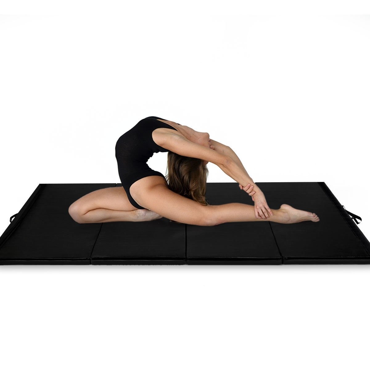 4' x 8' x 2 Inch Folding Panel Exercise Gymnastics Mat, Black