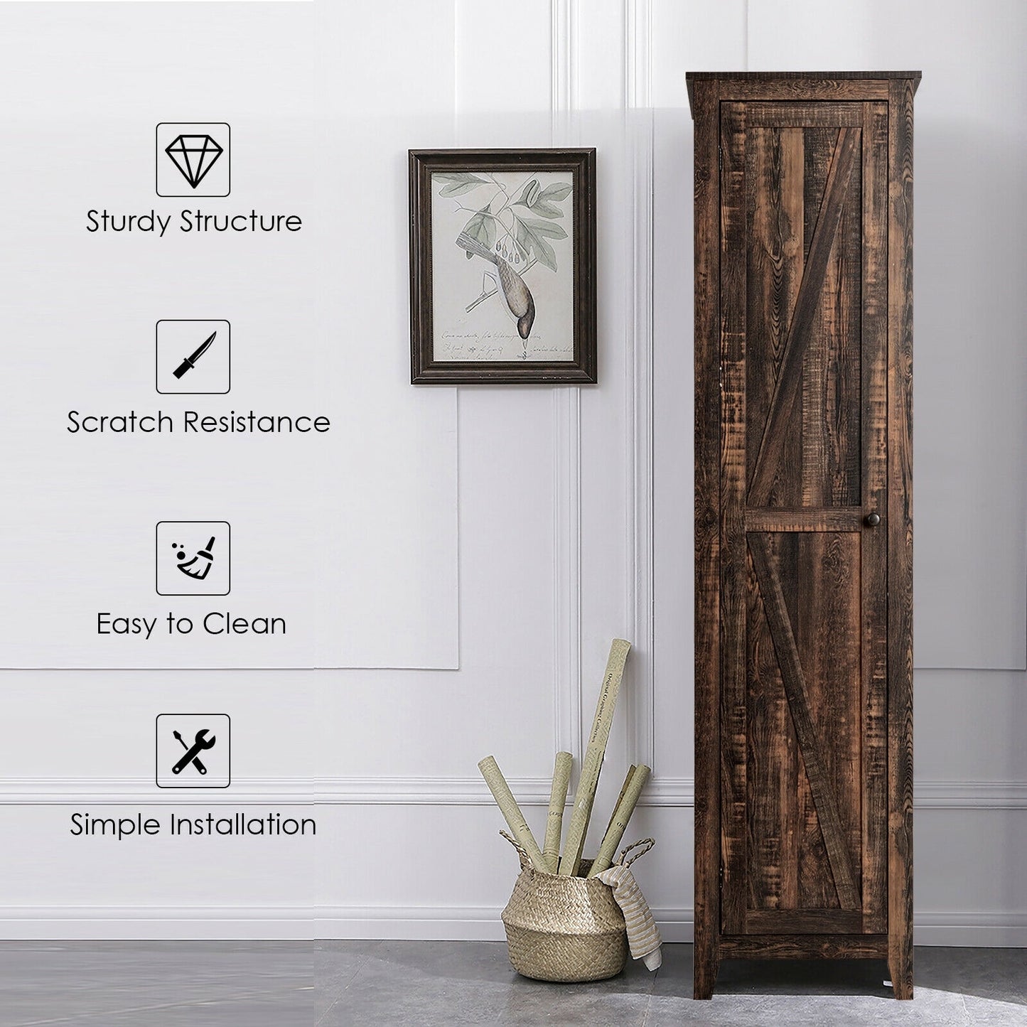 Tall Slim Linen Tower Bathroom Storage Cabinet, Walnut Floor Cabinets at Gallery Canada