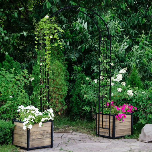 7.5 Feet Metal Garden Arch For Climbing Plants, Outdoor Decor, Black Outdoor Decor Black at Gallery Canada