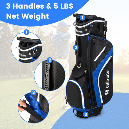 Lightweight Golf Stand Bag with 14 Way Top Dividers and 6 Pockets, Blue