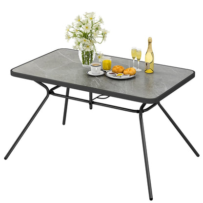 49 Inch Patio Rectangle Dining Table with Umbrella Hole, Black & Gray at Gallery Canada