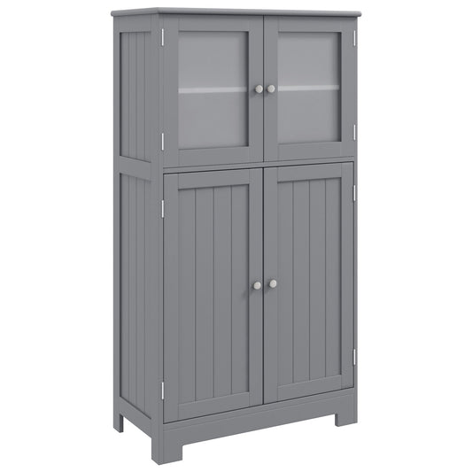 Bathroom Floor Storage Locker Kitchen Cabinet with Doors and Adjustable Shelf, Gray at Gallery Canada