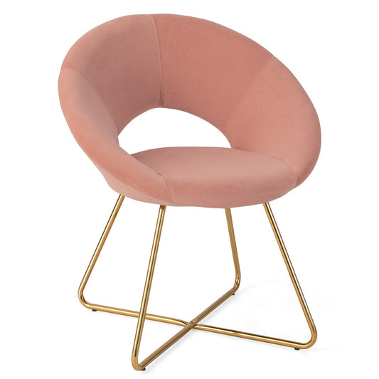 Modern Velvet Accent Chair Vanity Chair with Metal Legs-1 Piece, Pink