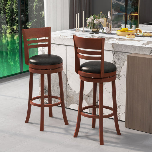 Set Of 2 360° Bar Stools, PU Upholstered Seats, Brown Bar Stools Brown at Gallery Canada
