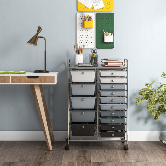 15-Drawer Utility Rolling Organizer Cart Multi-Use Storage, Gradient Gray File Cabinets Gradient Gray at Gallery Canada