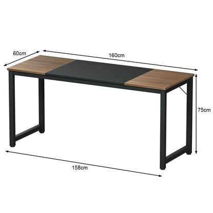 63" Rectangular Dining Room Table with Solid Metal Frame-Desktop + Frame, Black